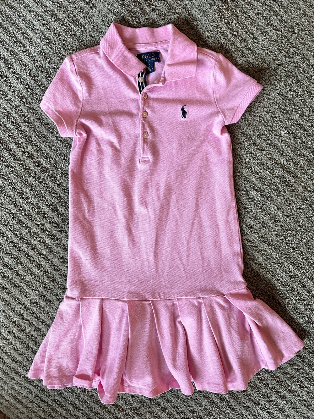 Polo by Ralph Lauren Pink Girls' Cotton Dress with Embroidered Pony - Size 6